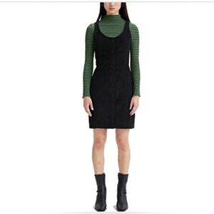 Levi's Women's Nolan Caviar black corduroy button front‎ shift Dress size XL new